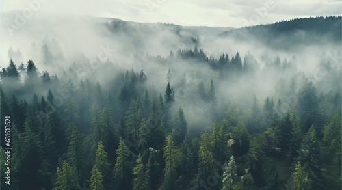 Foggy Forest Top View  © ni