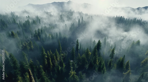 Foggy Forest Top View  © ni