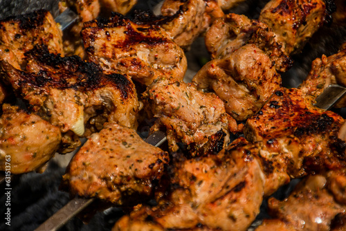 Fried meat closeup 