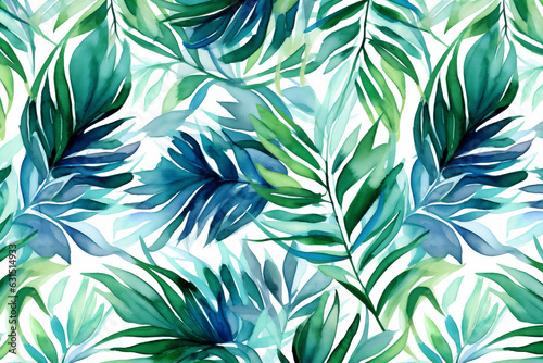 seamless pattern leaf trendy tropical spring design jungle palm summer background. Generative AI.