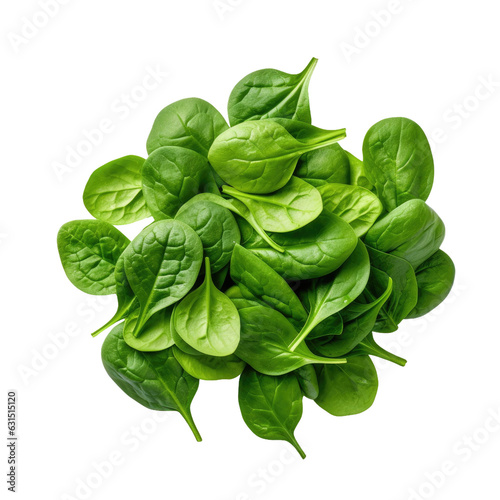 Fresh baby spinach on white backround, from above, flat lay. photo