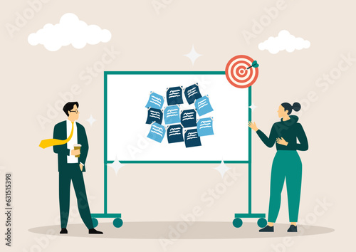 flat vector business team working and project collaboration process meeting concept.