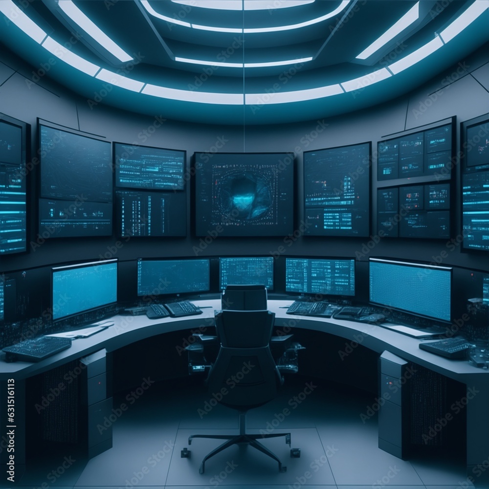futuristic surveillance room illustration futuristic surveillance room illustration