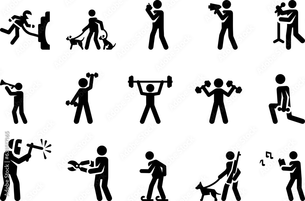 set of silhouettes of people Man Athletic Gym Gymnasium Body Exercise Workout