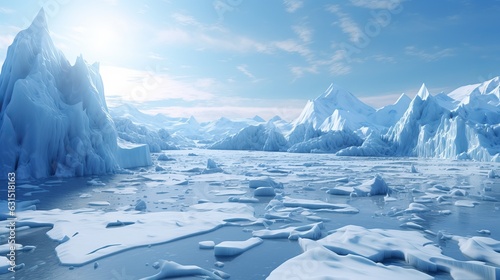 Climate Change - Antarctic Melting Glacier in a Global Warming Environment generative ai