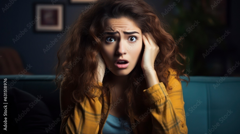 A young scared and surprised woman A young scared and surprised woman