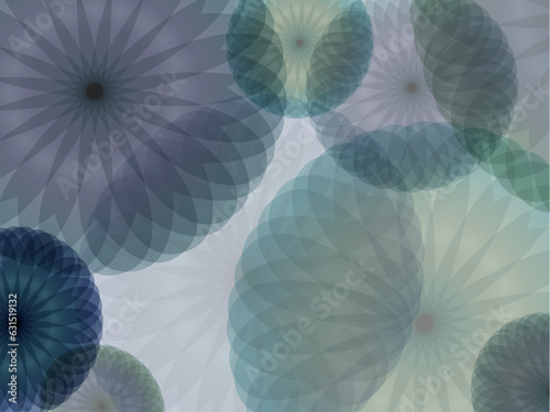 ニュアンスカラーの花の壁紙や背景　コンパスで描いたような模様　レントゲンのような透けた感じのアート