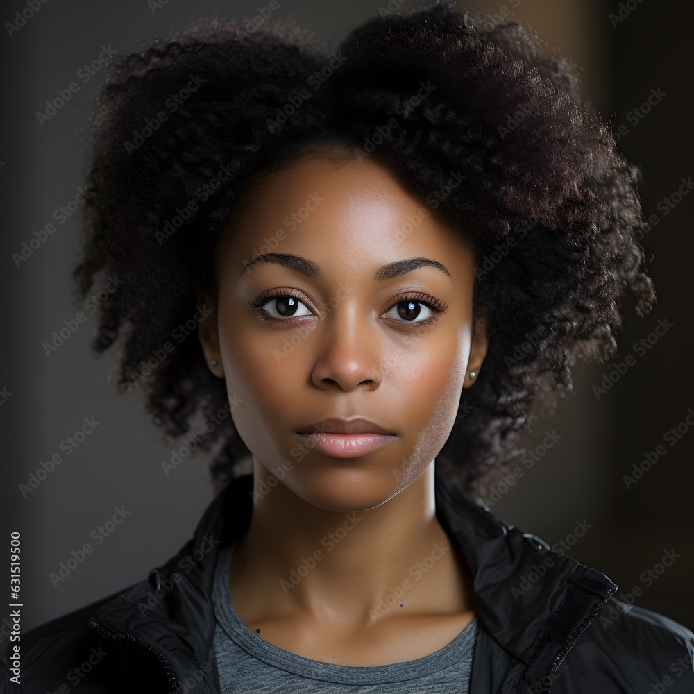 Ai generated portrait of confident young adult black woman. Attractive African American ethnicity woman looking at camera. Ai generated portrait of confident young adult black woman. Attractive African American ethnicity woman looking at camera.