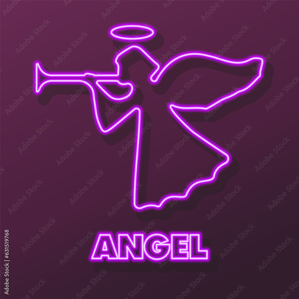 angel neon sign, modern glowing banner design, colorful modern design trends on black background. Vector illustration. angel neon sign, modern glowing banner design, colorful modern design trends on black background. Vector illustration.