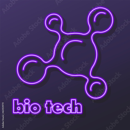 bio tech neon sign  modern glowing banner design  colorful modern design trends on black background. Vector illustration.