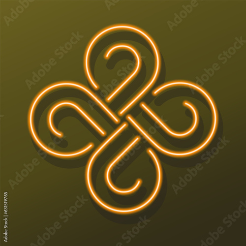 amulet success wealth neon sign, modern glowing banner design, colorful modern design trends on black background. Vector illustration.