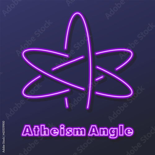 Atheism Angle neon sign, modern glowing banner design, colorful modern design trends on black background. Vector illustration.