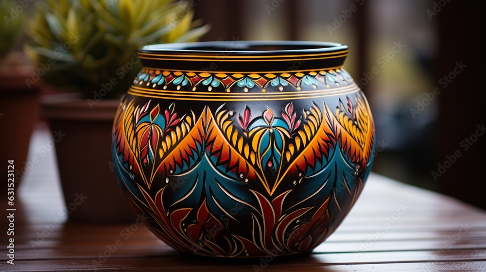 Colorful Vase on Wooden Table Colorful Vase on Wooden Table