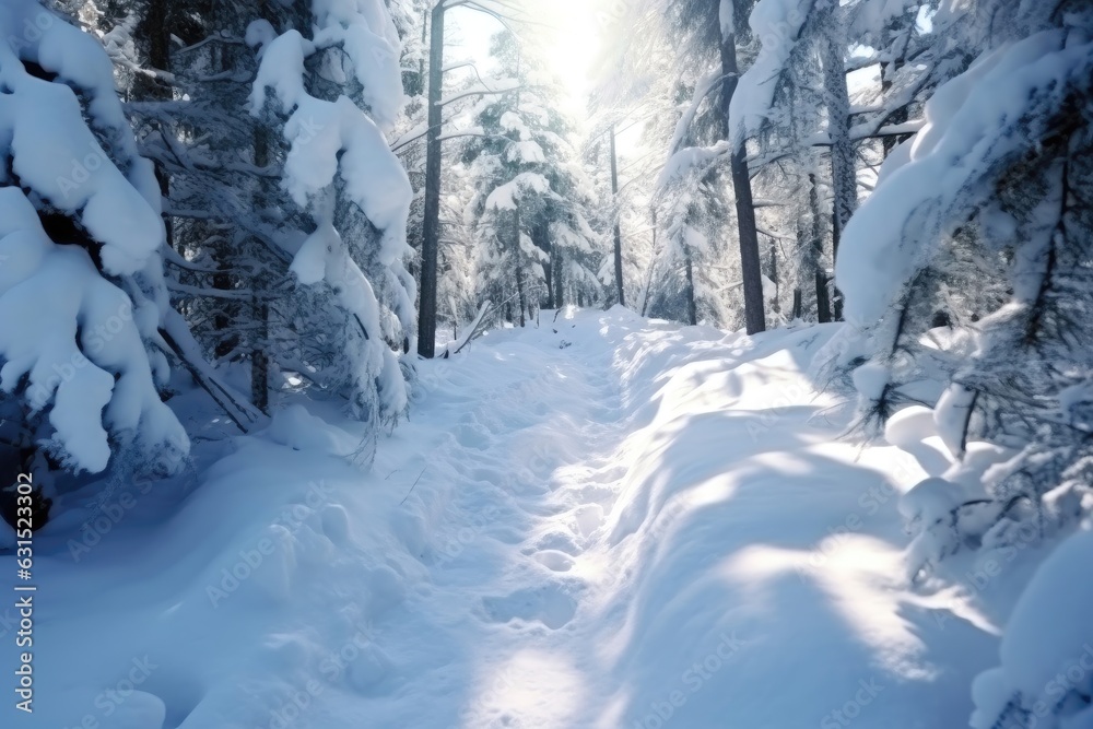 Landscape of a snowy forest in winter time Landscape of a snowy forest in winter time