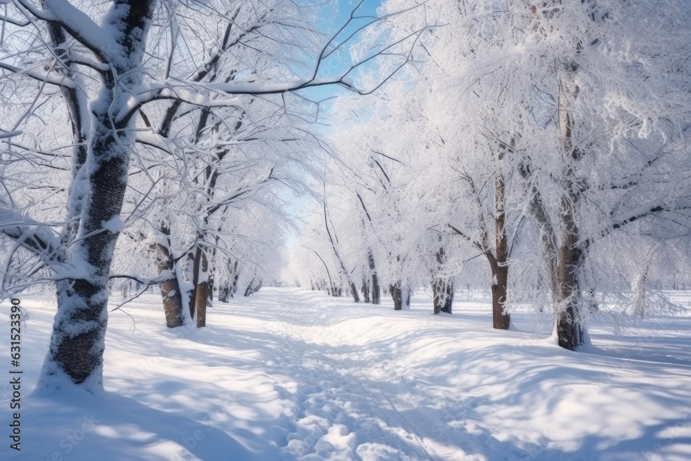 Landscape of a snowy park in winter time Landscape of a snowy park in winter time