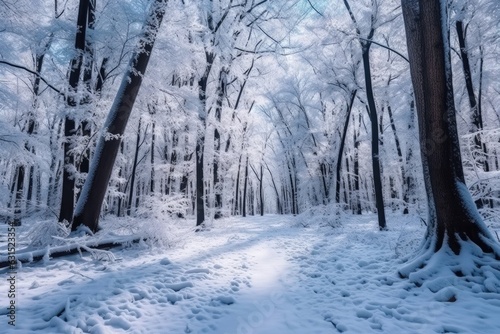 Landscape of a snowy forest in winter time © Goffkein