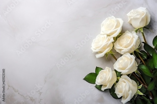  White Garden Roses Flowers on Isolated Background  Generative Ai