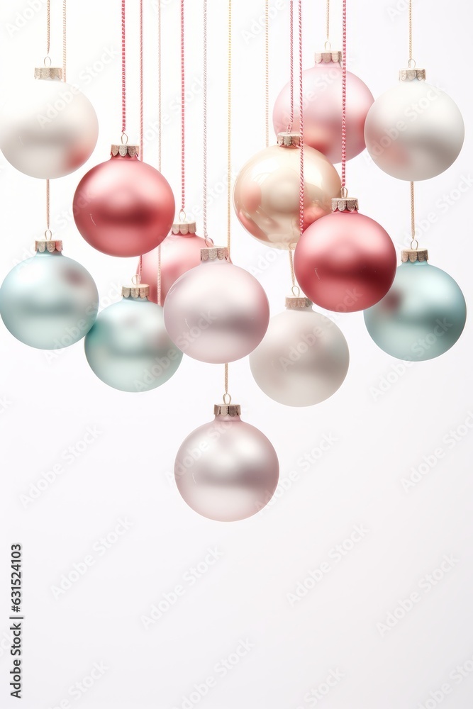 Decoración navideña con bolas de navidad de cristal con colores aesthetic, bolas de navidad colores pastel, Bolas de Navidad fondo blanco, bolas de navidad colgando del techo Decoración navideña con bolas de navidad de cristal con colores aesthetic, bolas de navidad colores pastel, Bolas de Navidad fondo blanco, bolas de navidad colgando del techo