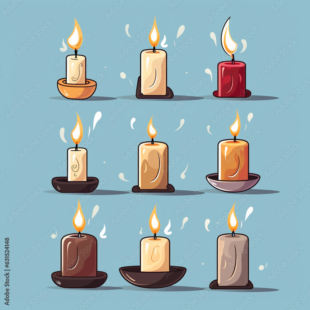 Graphic illustration of a burning candle. Isolated on plain color background. Graphic illustration of a burning candle. Isolated on plain color background.