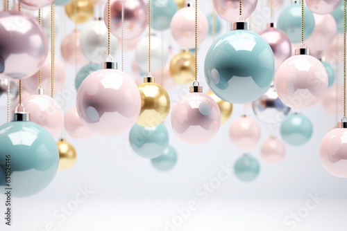 Decoración navideña con bolas de navidad de cristal con colores aesthetic, bolas de navidad colores pastel, Bolas de Navidad fondo blanco photo