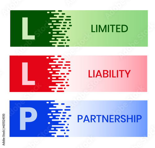 LLP, Limited Liability Partnership. Concept with keywords, people and icons. Flat vector illustration. Isolated on white background.