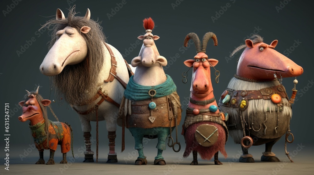 © sudipdesign - big hourse characters.Generative AI.