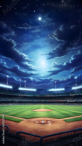 Celestial empty baseball field with a starry cloudy sky phone hd wallpaper ai generated