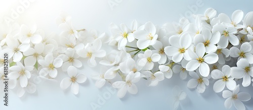 An abstract background with white flowers  a natural floral image that has space for text. Perfect
