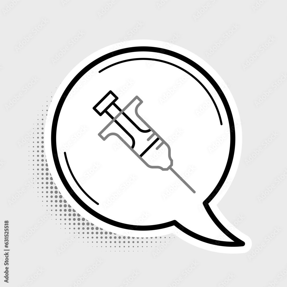 Line Syringe icon isolated on grey background. Syringe for vaccine, vaccination, injection, flu shot. Medical equipment. Colorful outline concept. Vector