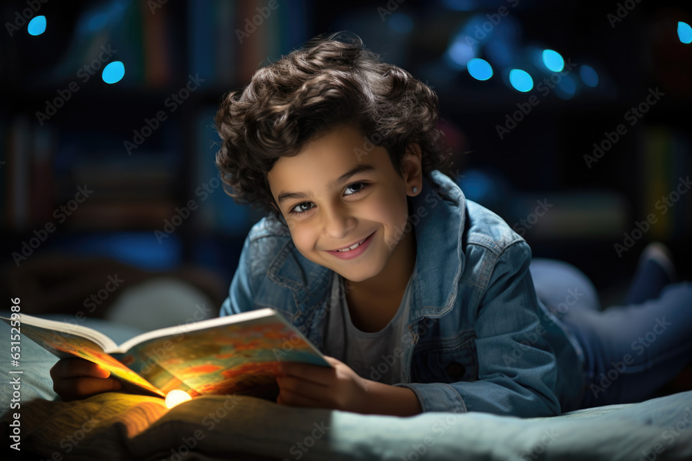 Beautiful indian asian Boy reading book and smiling while doing school homework. Beautiful indian asian Boy reading book and smiling while doing school homework.