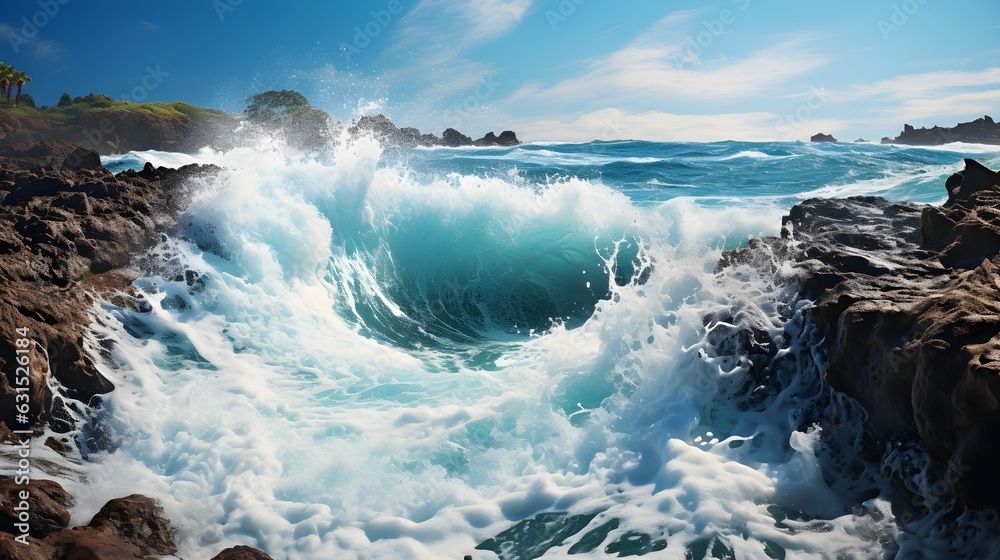 Obraz premium Rhythm of the Ocean: The Meeting of Sea and Land