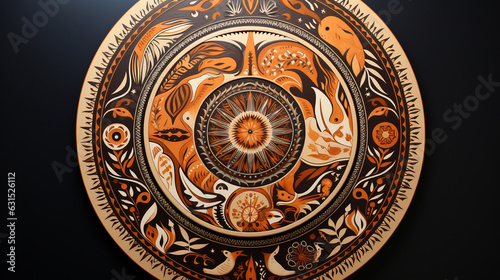 Mandala in Earthy Tones, Incorporating Animals and Tribal Patterns 