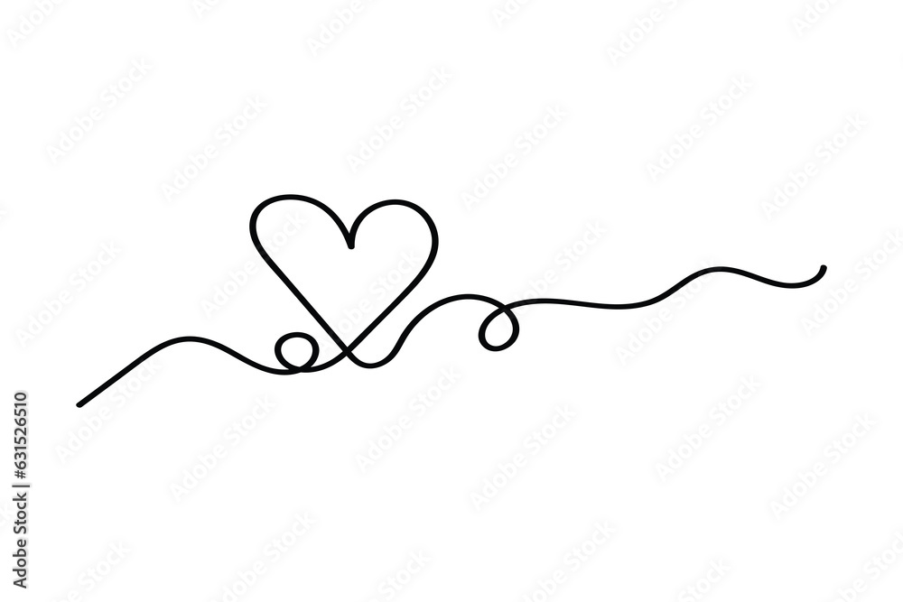 Love and heart with line art vector illustrations
