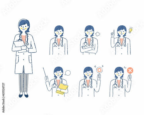 女性医療従事者の表情　バリエーションセット © hisa-nishiya