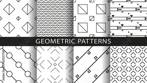 A set of seamless  geometric patterns.Vector illustration