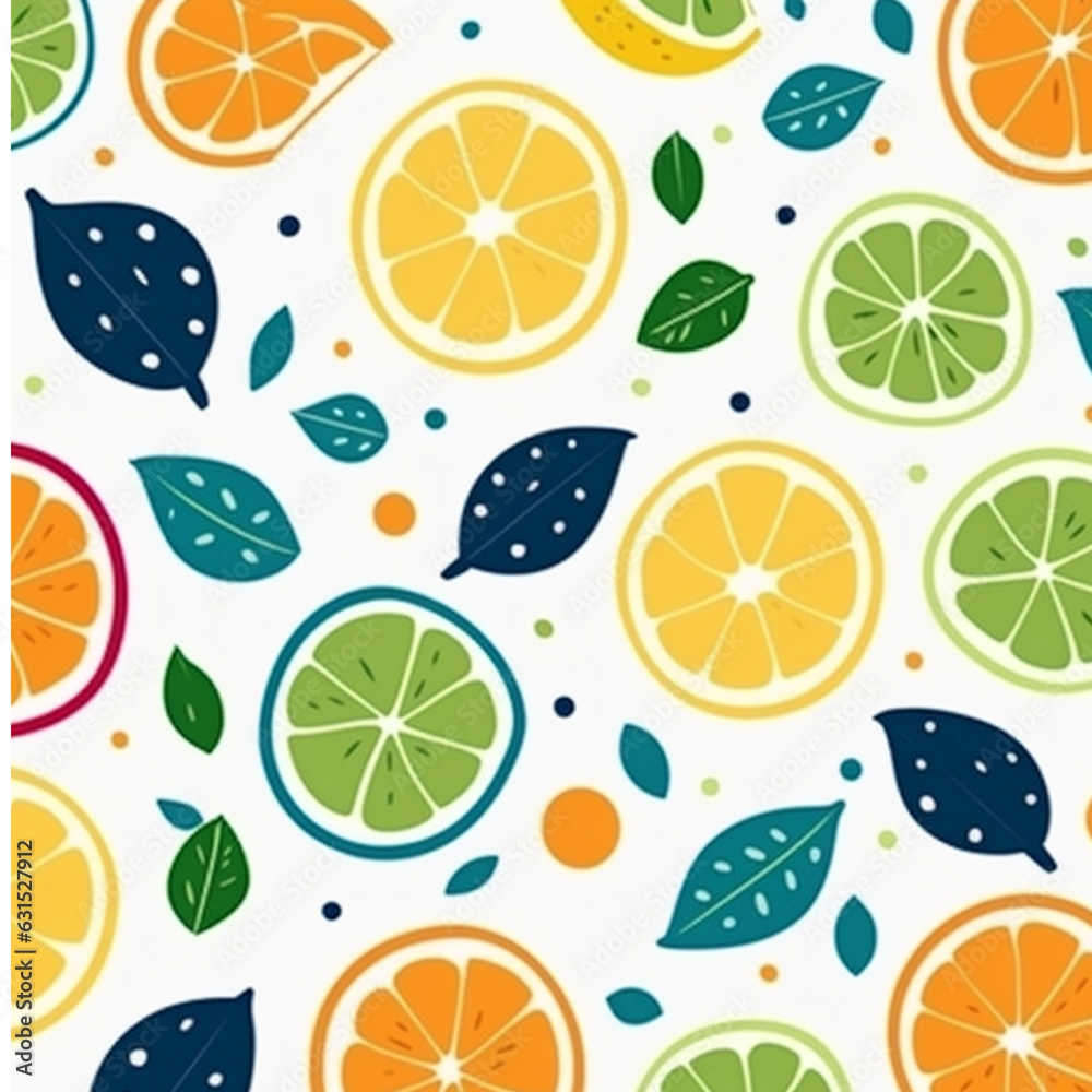 Seamless pattern with citrus fruits. Vector illustration in flat style Seamless pattern with citrus fruits. Vector illustration in flat style