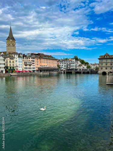 Panoramic view of historical city center of Zurich
