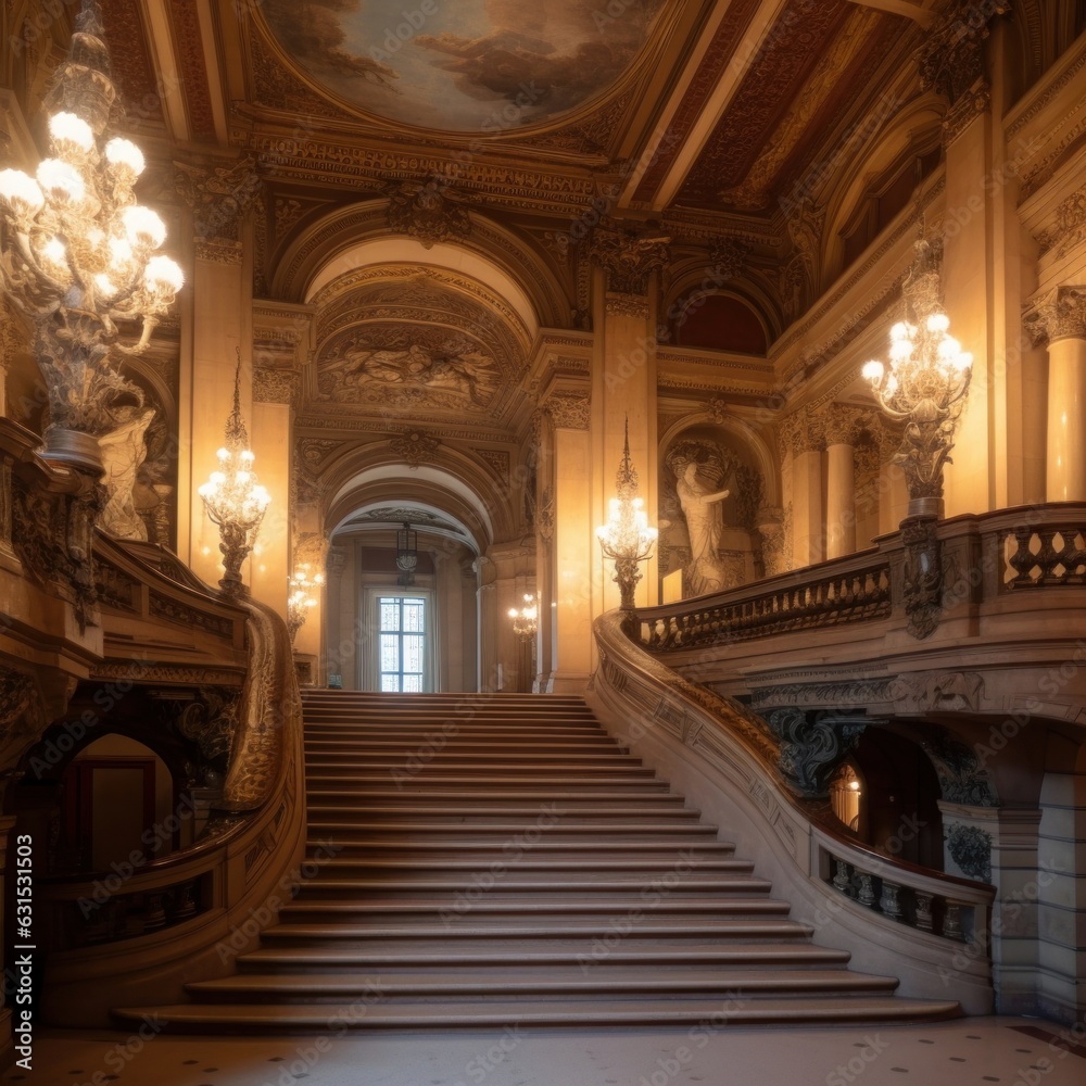 Fototapeta premium Treppenhaus in der Oper, Generative AI