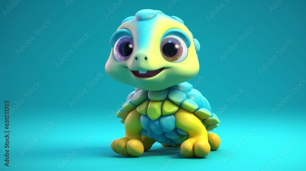 Cute Cartoon Turtle Character.Generative AI Cute Cartoon Turtle Character.Generative AI