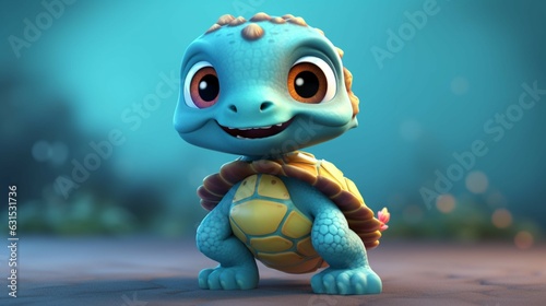 Cute Cartoon Turtle Character.Generative AI © sudipdesign
