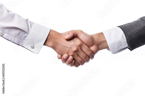 photograph of Two business people shaking hands white background cinematic lighting.generative AI