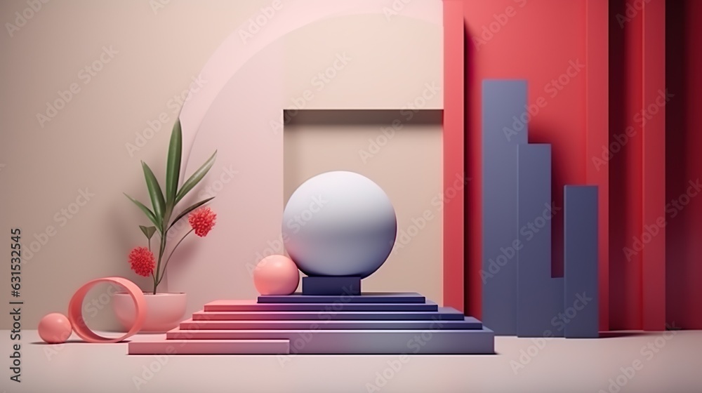 abstract modern 3d room futuristic interior design