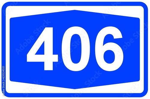 Illustration eines Autobahnschildes der Autobahn 406 in Deutschland	 photo