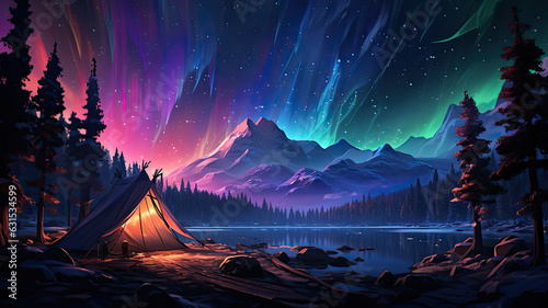 Tent Under Northern Lights © JKLoma