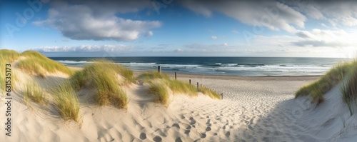 Dune beach at the North Sea coast, Sylt, Schleswig-Holstein, Germany, Generative AI photo