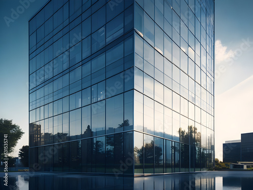 A tall glassy corporate building with a lot of windows