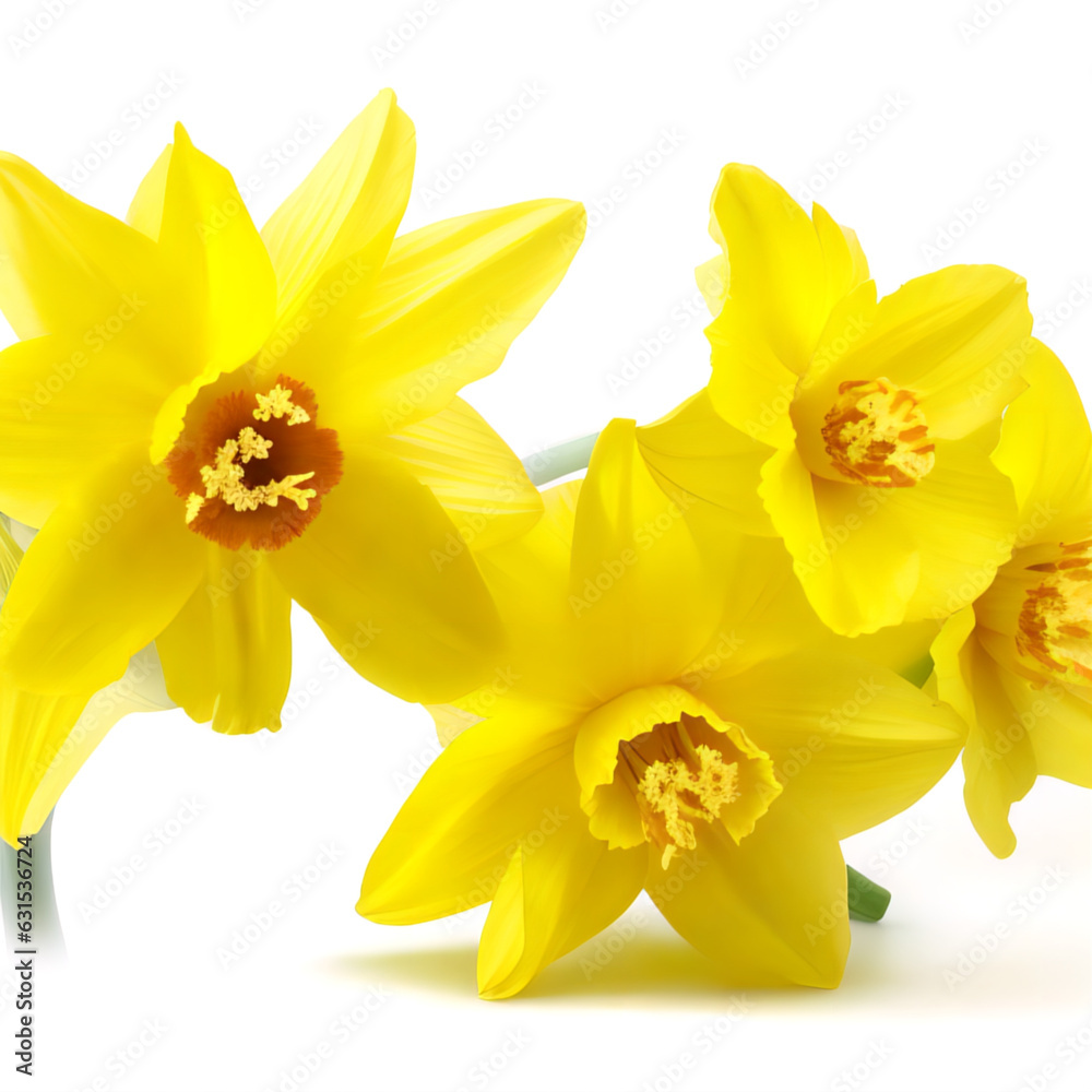 Yellow daffodil flowers isolated on white Background Yellow daffodil flowers isolated on white Background