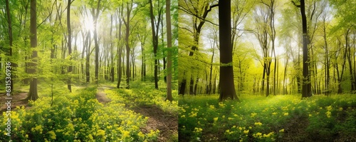 Grüner Wald im Frühling und Sommer, Generative AI