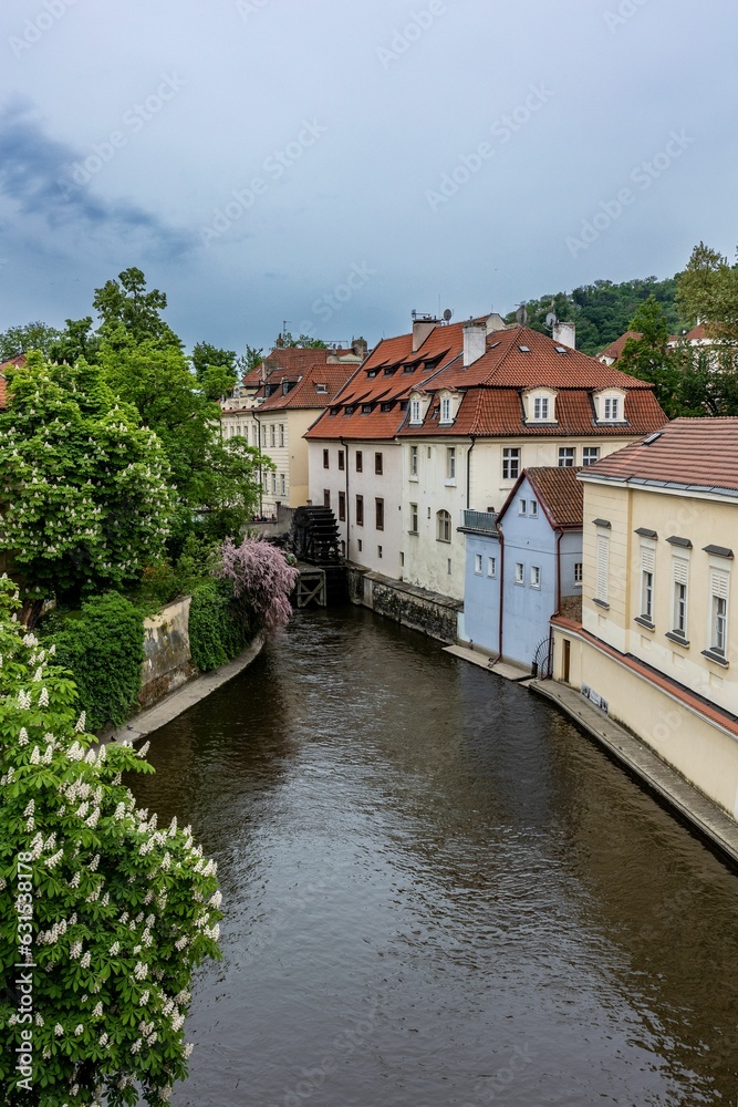 Scenic view of the Certovka Canal in Prague, the Czech Republic.
