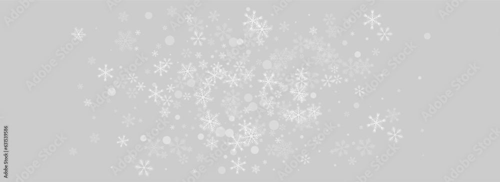 Gray Snowflake Vector Panoramic Grey Background.
